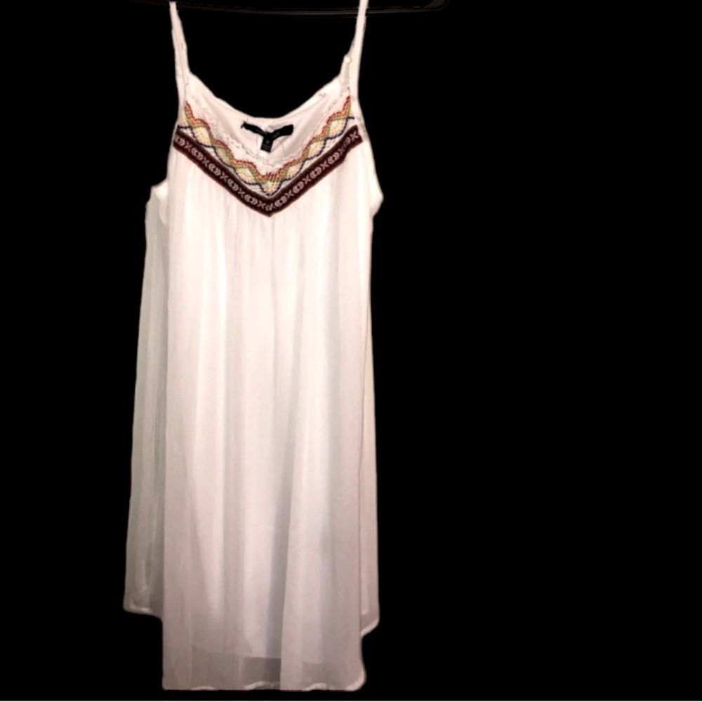 NWT New Look White Embroidered Boho Slip Dress Size M